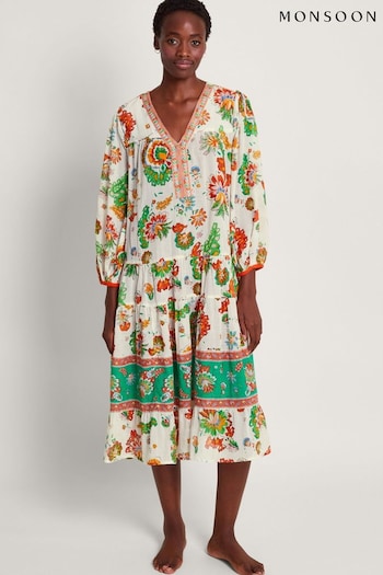 Monsoon Natural Pearl Kaftan Dress (370484) | £75