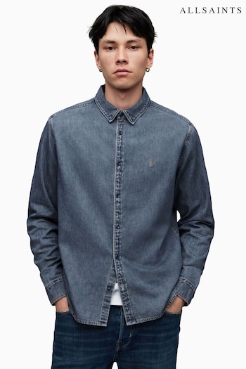 AllSaints Washed Indigo Blue Elm Shirt (370530) | £99