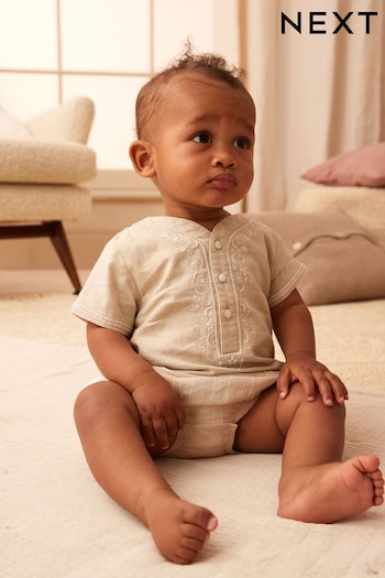 Neutral Woven Top And Bottoms Set (0mths-2yrs) (370607) | £20 - £22
