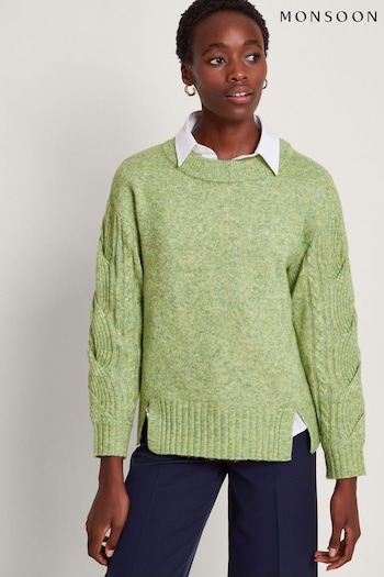 Monsoon Green Connie Cable Jumper (370631) | £65