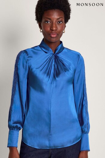 Monsoon Blue Pelia Twist Blouse (370736) | £25