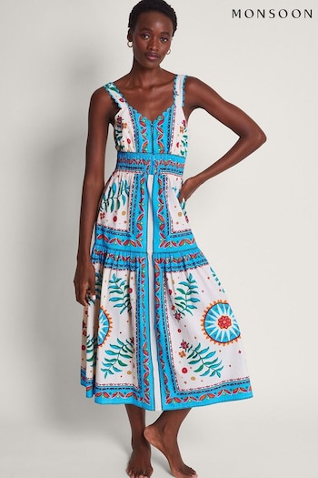 Monsoon Anya Border Print Dress (371124) | £75