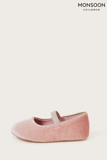 Monsoon Pink Velvet Walker Shoes (371405) | £22