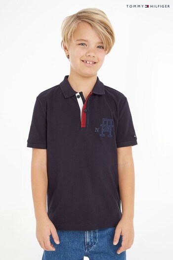 Tommy Hilfiger Boys Blue Global Stripe Polo Shirt (371457) | £40 - £50