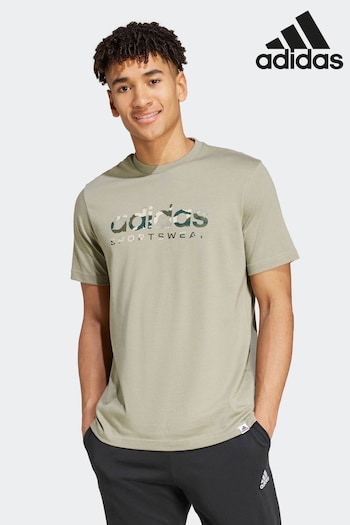 adidas SHORTS Green Camo Logo T-Shirt (371504) | £23