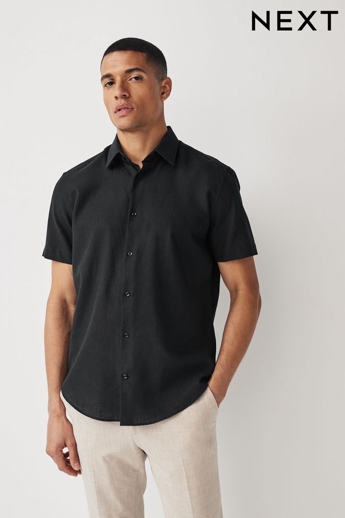 Black short sleeve shirt mens uk deals
