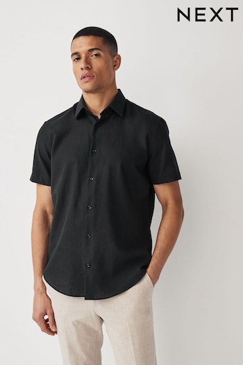 Black Textured Linen Blend Shirt (372056) | £32