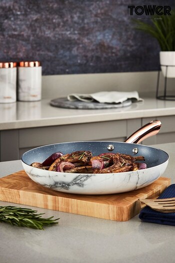 Tower Set of 2 Clear Marble Effect Stainless Steel Frying Pans (372102) | £40