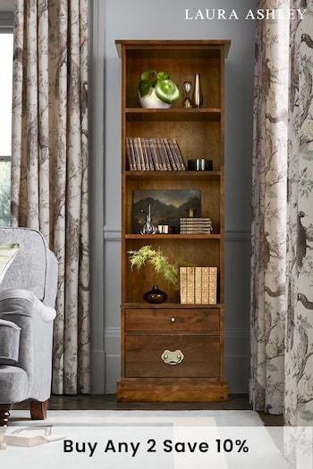 Laura Ashley Dark Chestnut Garrat 2 Drawer Single Bookcase (372204) | £645