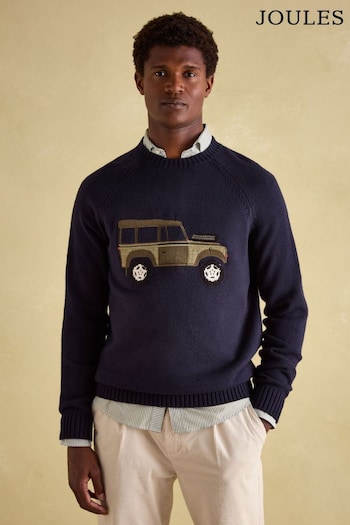 Joules Cracking 4x4 Navy Applique Crew Neck Jumper (372762) | £59.95