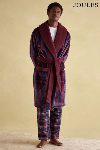 Joules Montague Burgundy Fleece Lined Dressing Gown (372782) | £69.95