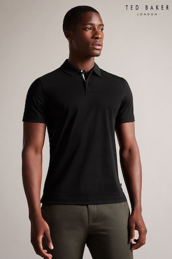 Ted Baker Zeiter Short Sleeved Slim Soft Touch Black Polo Shirt (372922) | £65