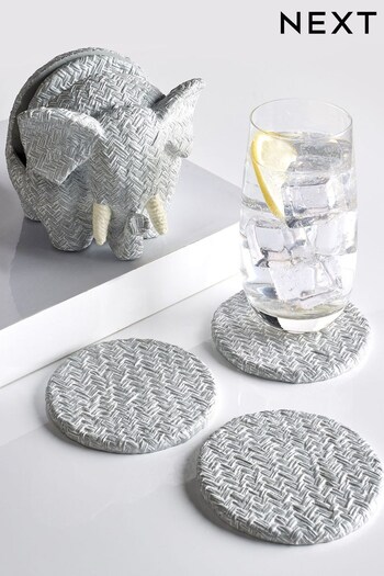 Set of 4 Grey Elephant Coasters In Holder (373028) | £18