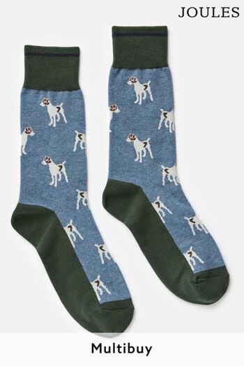 Joules Single Socks Blue/Green Stripe (373562) | £7.95