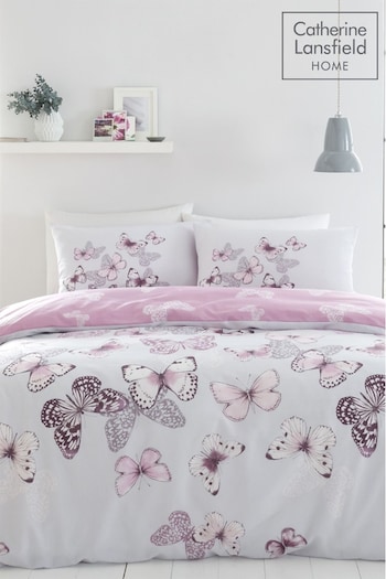 Catherine Lansfield Purple Scatter Butterfly Duvet Cover and Pillowcase Set (373626) | £16 - £23