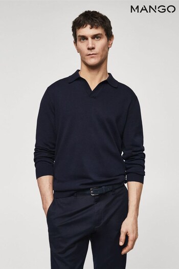 Mango Long-Sleeve Knitted Cream Polo Shirt (373818) | £36