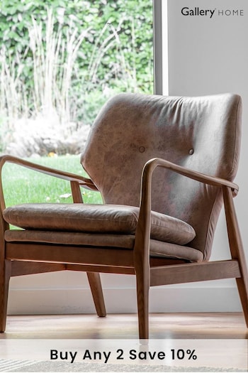Gallery Home Brown Jerry Leather Armchair (373854) | £740