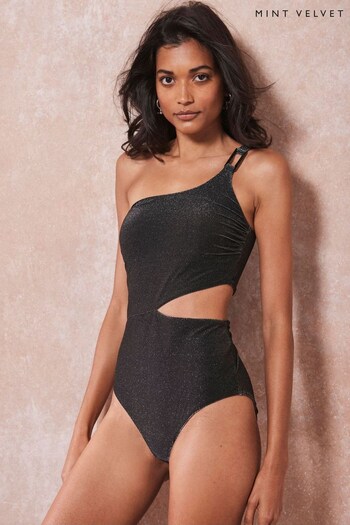 Mint Velvet Black Marth One Shoulder Swimsuit (373950) | £65
