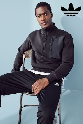 adidas Black City Escape Fleece Quarter Zip Sweatshirt (374142) | £50