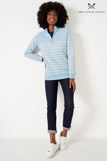 Crew Clothing Crewneck Company Blue Stripe Cotton Casual Sweatshirt (374330) | £59