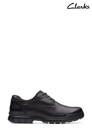 Clarks Black Leather Rockie Walk GTX Shoes Heavy (374515) | £130