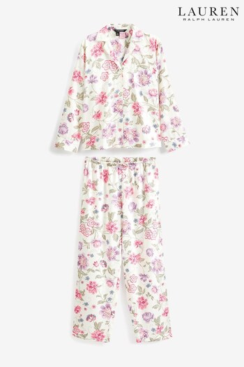 Lauren Ralph Lauren Cream Woven Floral Long Sleeve Pyjamas Set (374546) | £119