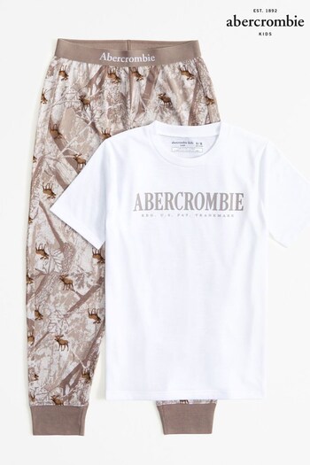 Abercrombie & Fitch T-Shirt and Joggers Brown Pyjamas Set (374591) | £39