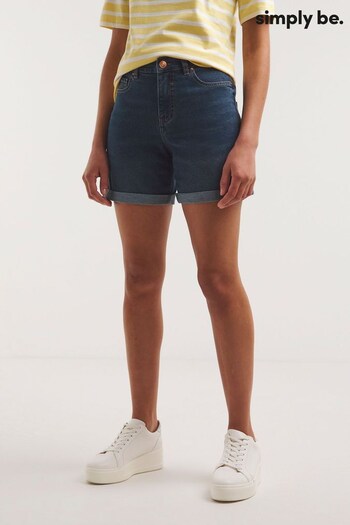 Simply Be Blue Mid Authentic 24/7 Knee Shorts (375708) | £22