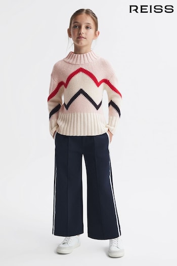 Reiss Pink Riley Knitted Zig-Zag Jumper (375959) | £50