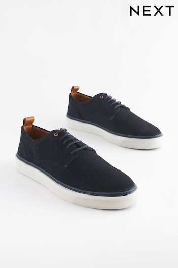 Navy Blue Suede Cupsole Derby Shoes (375996) | £50