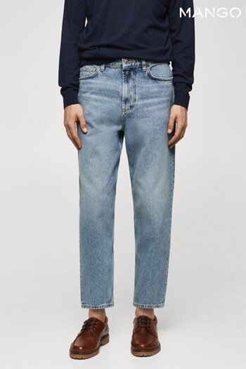 Mango Blue Tapered Loose Cropped Jeans (376000) | £25