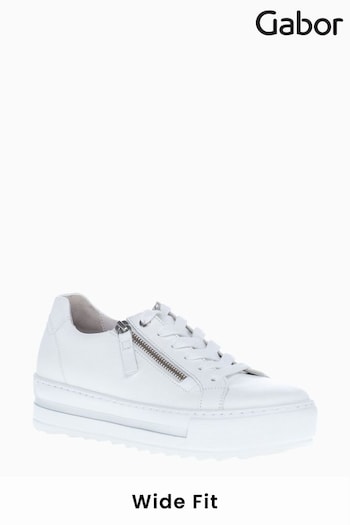 Gabor Heather White Leather Trainers (376029) | £95