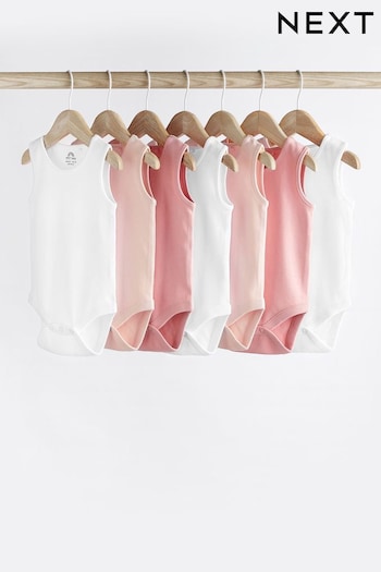 Pink 7 Pack Baby Vest Bodysuits (376658) | £13 - £15