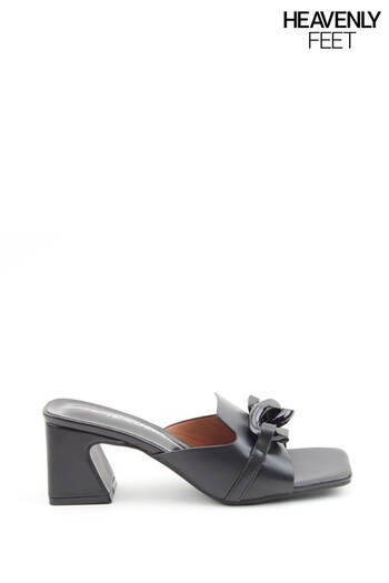 Heavenly Feet Ladies Heeled Comfort Black Sandals (376659) | £33