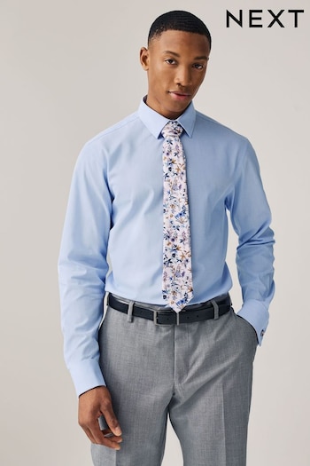 Light Blue/Light Pink Floral Occasion Shirt And Tie Pack (376678) | £40