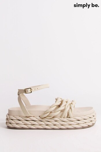 Simply Be Cream Kiara Rope Flatform Wide Fit Sandals (376717) | £40