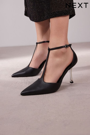 Black Forever Comfort® T Bar Metallic Heel Shoes (376837) | £36