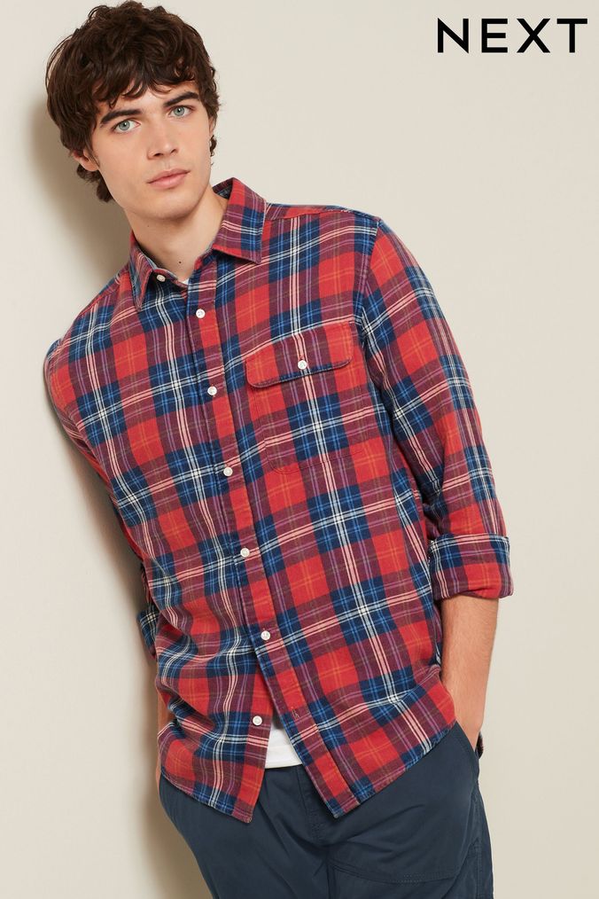 Red colour check shirt new arrivals