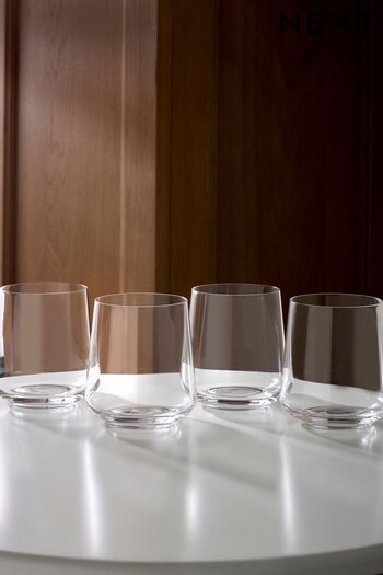 Set of 4 Clear Belgravia Crystal Tumbler Glasses Set of 4 Short Tumbler Glasses (377748) | £16
