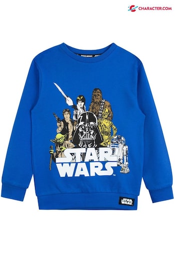 Character Blue Star Wars Long Sleeve 100% Cotton Sweatshirt (377911) | £18