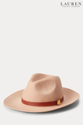 Lauren Ralph Lauren Leather Trim Wool Fedora Hat (378349) | £119