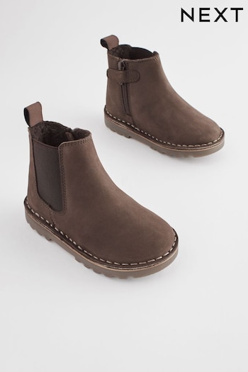 Chocolate Brown Wide Fit (G) Warm Lined Leather Chelsea Boots (378415) | £30 - £36