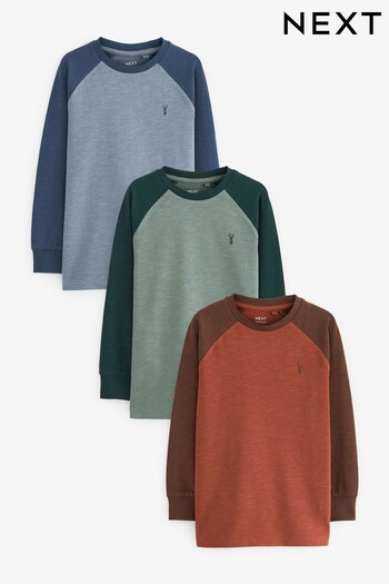 Brown/Blue/Green Tonal Raglan T-Shirt 3 Pack (3-16yrs) (378560) | £22 - £33