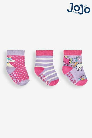 JoJo Maman Bébé Lilac 3-Pack Unicorn Socks (378659) | £9.50
