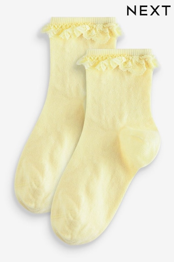 Yellow Cotton Rich Ruffle Ankle Socks 2 Pack (378754) | £3.50 - £5.50