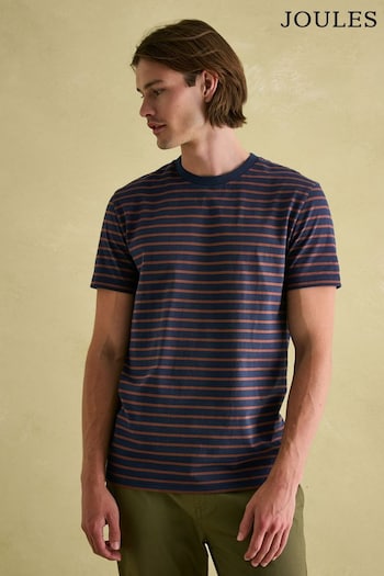 Joules Boathouse Brown & Navy Jersey Crew Neck T-Shirt (378799) | £24.95