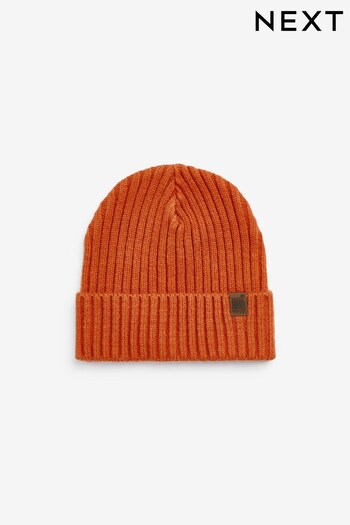 Burnt Orange Knitted Rib Beanie Hat (1-16yrs) (378808) | £4 - £8
