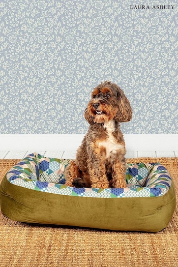 Laura Ashley Green Thistle Patchwork Lounger Dog Bed (378911) | £58 - £110