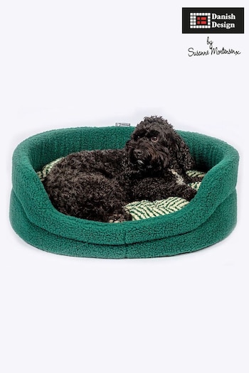 Danish Designs Green Fleece Herringbone Slumber Dog Bed (378995) | £53 - £99