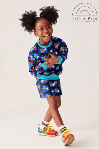 Little Bird by Jools Oliver Blue Shooting Stars with Rainbows Heart Sweatshirt and Shorts Set (379287) | £22 - £28